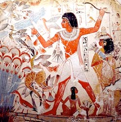 représentation egyptienne, les personnages du dessous sont interprétés comme "moins importants"